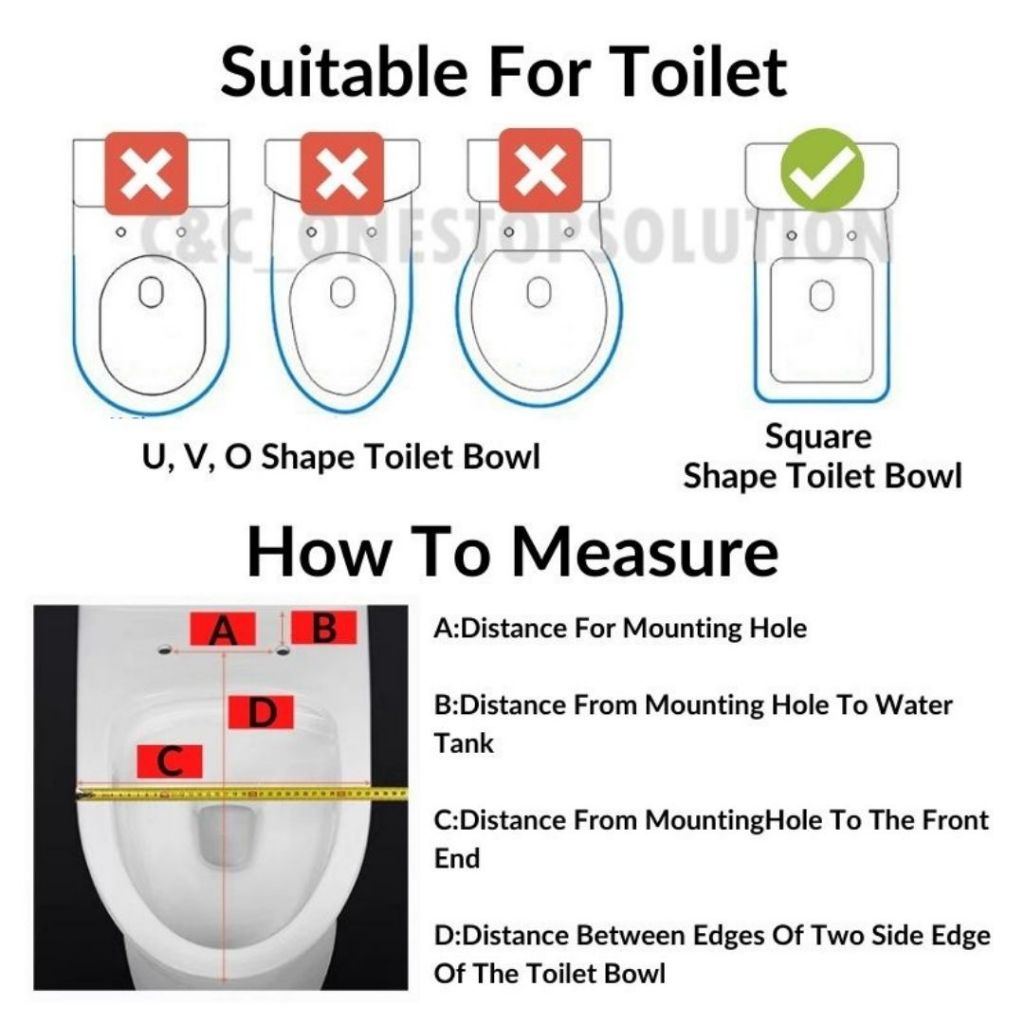 C&C Toilet Seat Cover Penutup Tandas Duduk Square Mangkuk Tandas Toilet Bowl Cover Jamban Duduk