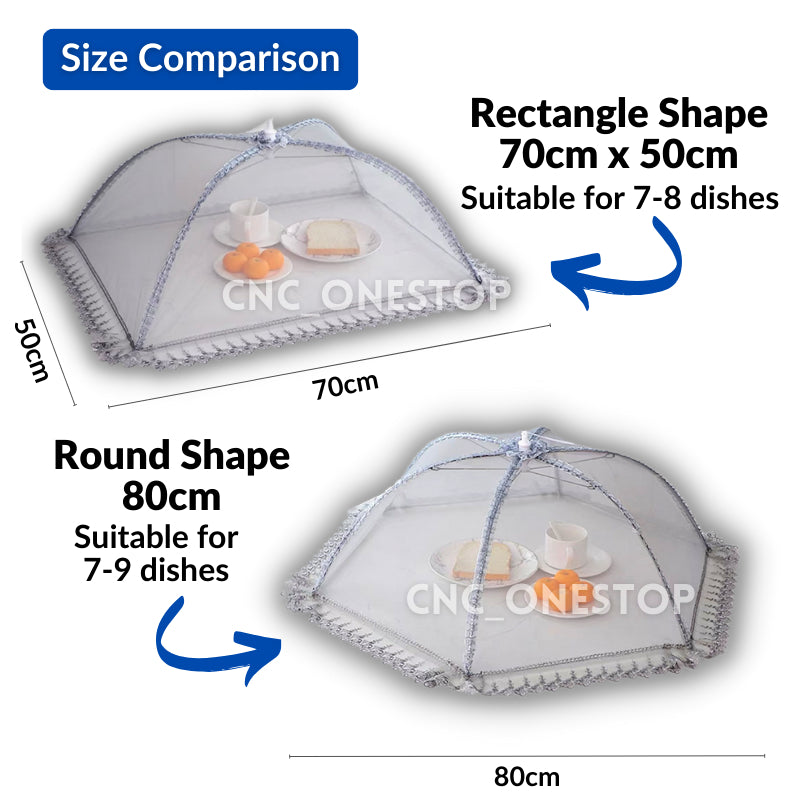 C&C Local Foldable/ Breathable Vintage Food Cover Umbrella Design Mesh Lace Tudung Saji Moden Table Dishes Cover