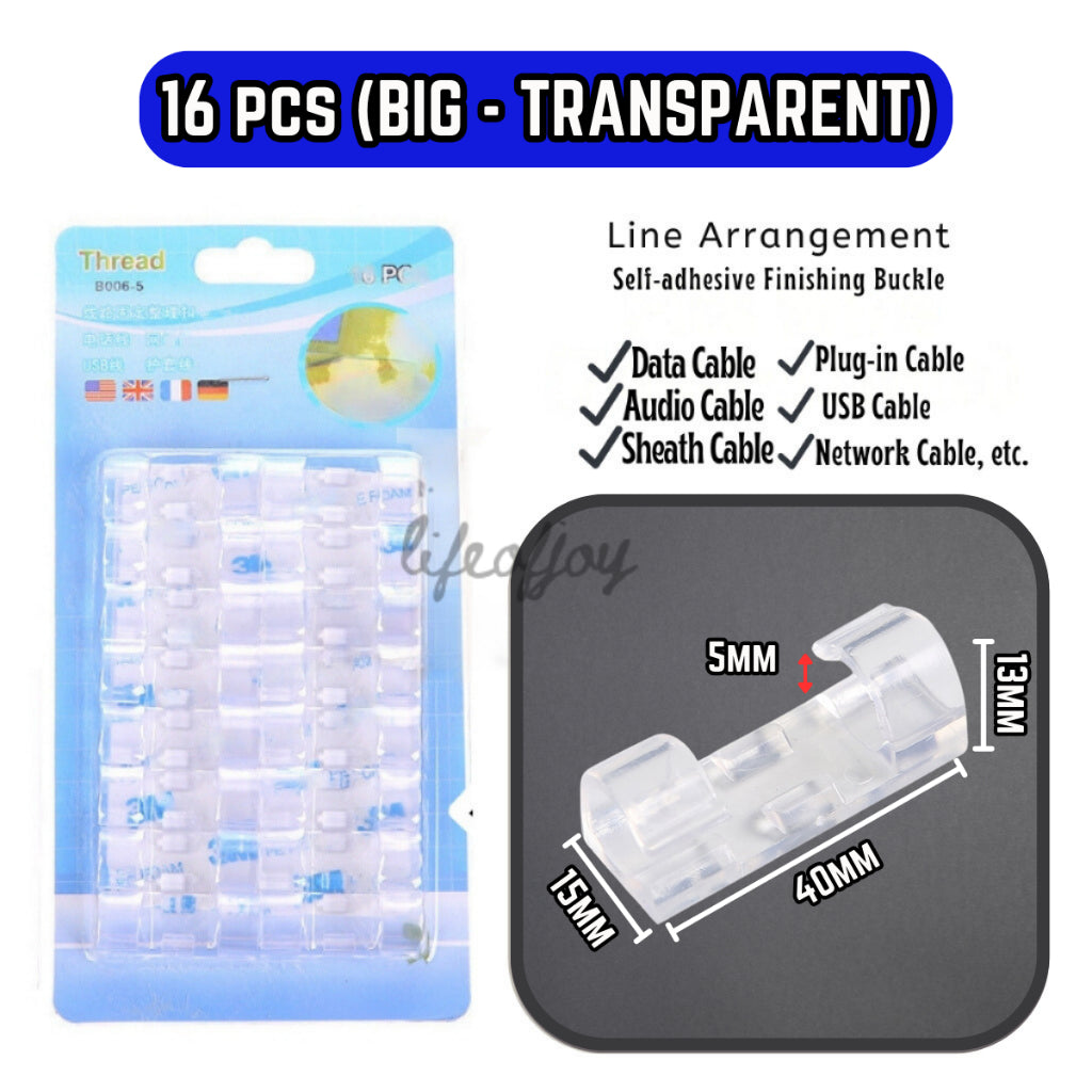 C&C 20 Pcs Wire Holder Wire Cable Clips Wire Cable Organizer Wall Adhesive Cord Organizer Pemegang Kabel Klip Wayar