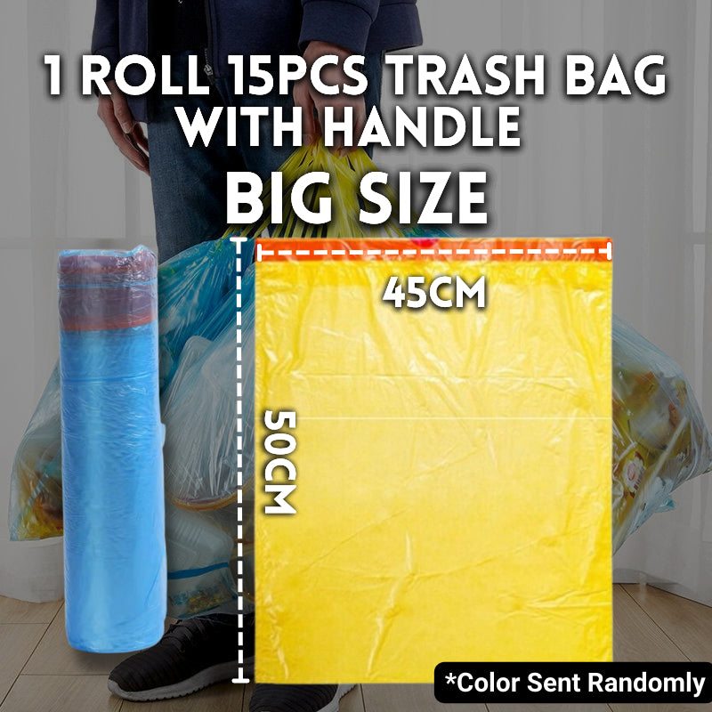C&C Garbage Bag Trash Bag with Rope/ Drawstring Garbage Bags Tie Beg Sampah (15pcs/roll)