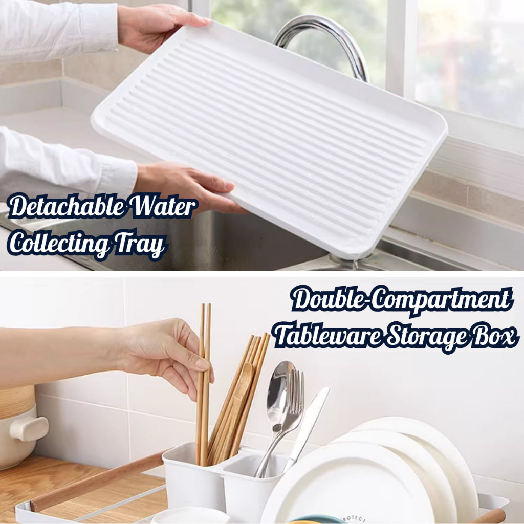 Stainless Steel Kitchen Dish Drainer Rack Rak Pinggan Kitchen Storage Rack with Tray Rak Dapur