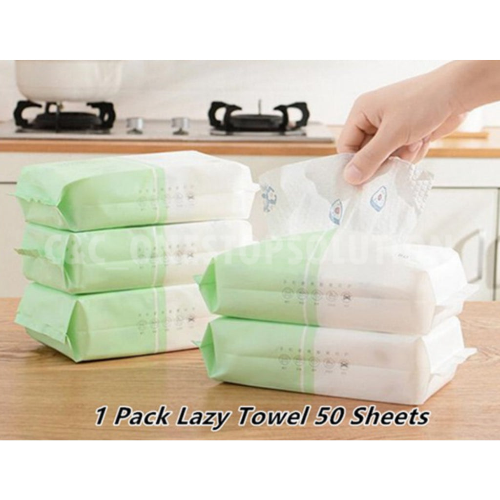 50 Sheets/Pack Lazy Rag Wet / Dry Cleaning Towel Disposable Kitchen Washing Cloth Dish Cleaner Kain Lap Basah