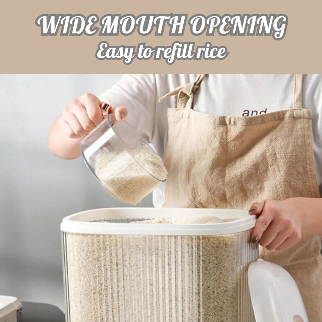 C&C Bekas Beras Kitchen Rice Storage Food Container Bekas Beras 10kg Rice Dispenser Tempat Beras Bucket Automatic
