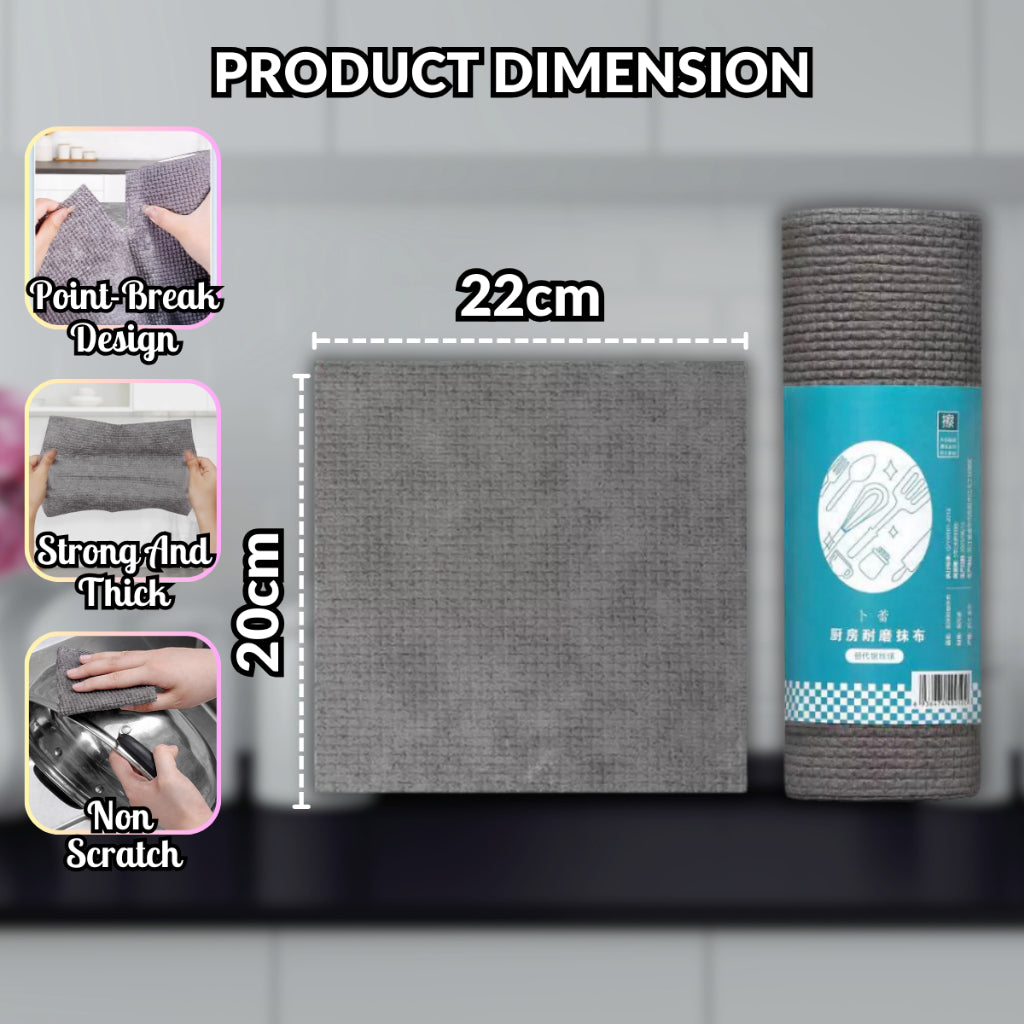 50pcs/Roll Cleaning Cloths Lazy Rags Dry Washable Disposable Dish Paper Towel Cloth for Kitchen