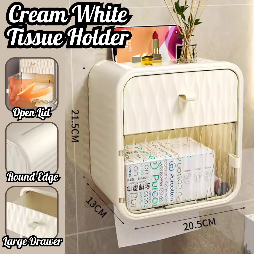 C&C UEOFU Tissue Holder Box Nordic Design ins Cream Tissue Box Tissue Box Holder Container Auto Lifting with Spring