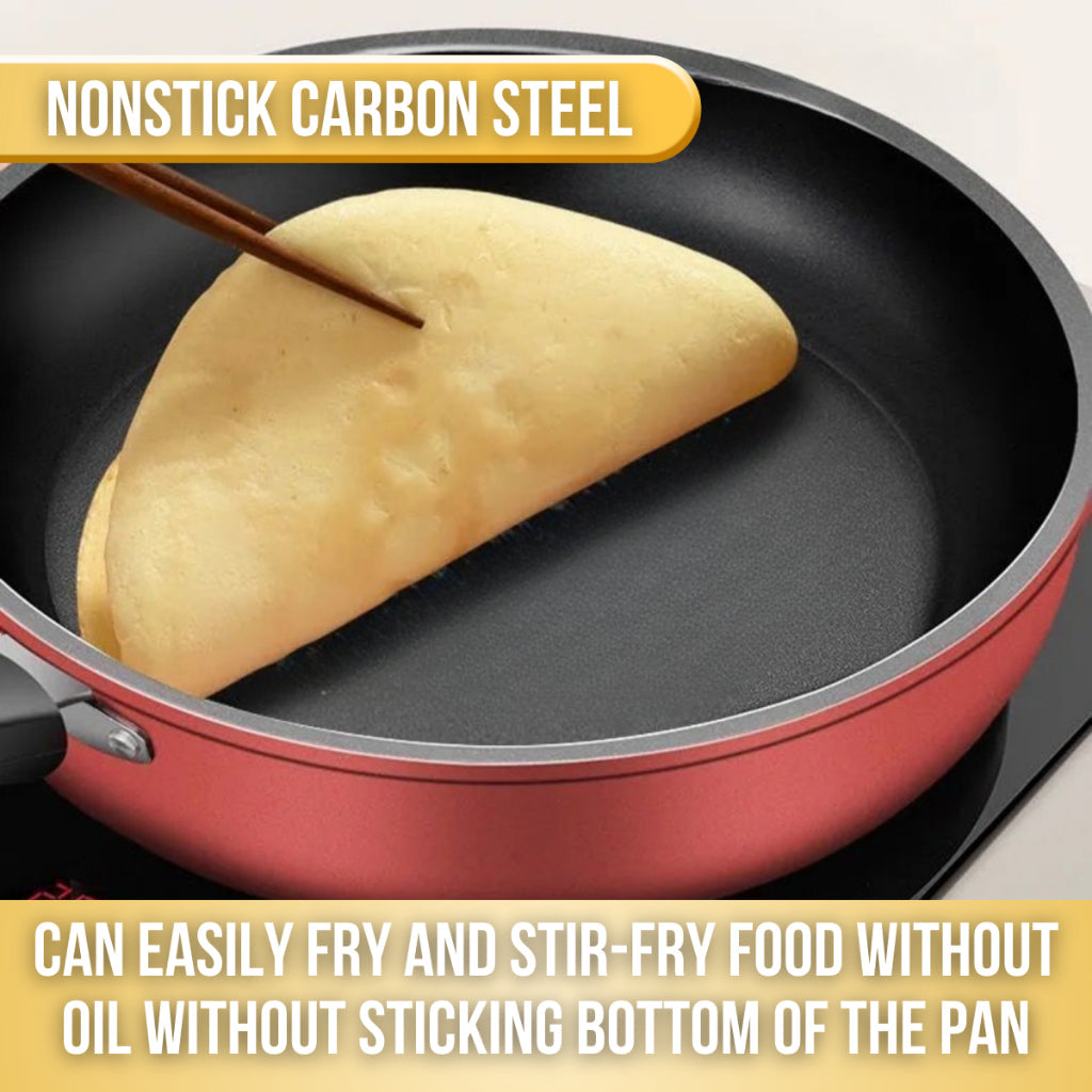 C&C 3pcs Non-Stick Cookware Set Carbon Steel Non Stick Frying Pan Soup Milk Pan Periuk Anti Lekat