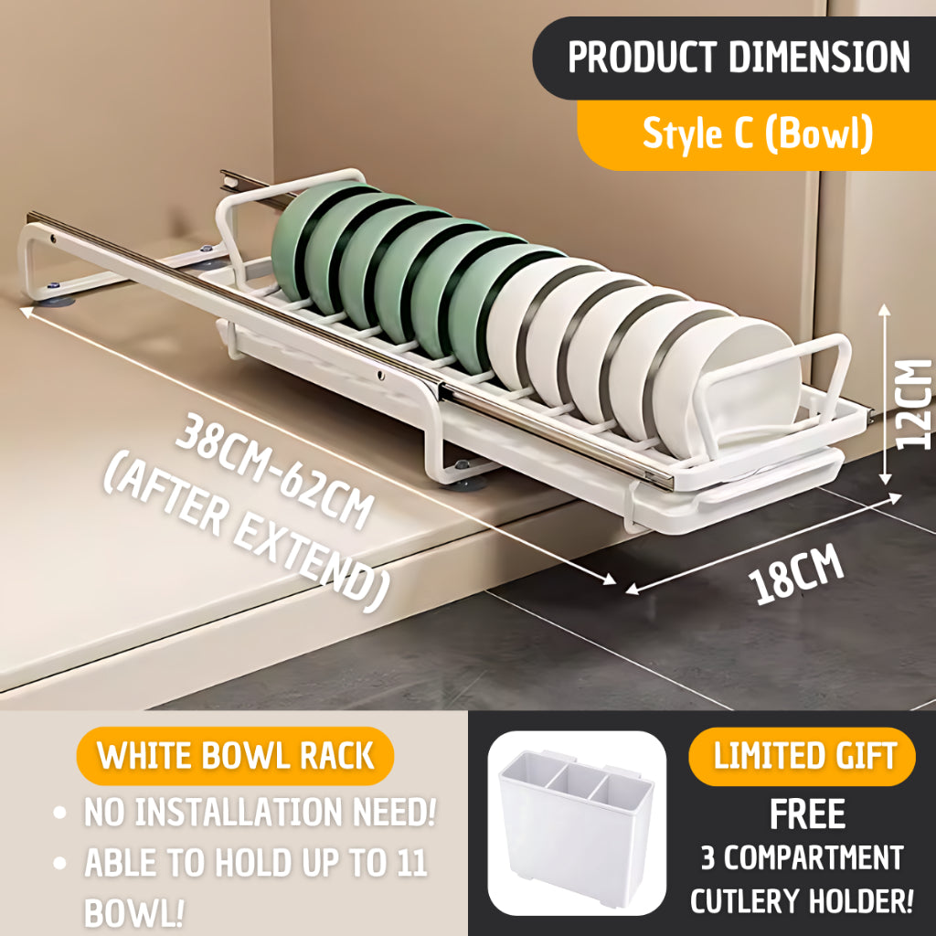 Stainless Steel Kitchen Dish Drainer Rack Rak Pinggan Kitchen Storage Rack with Tray Rak Dapur