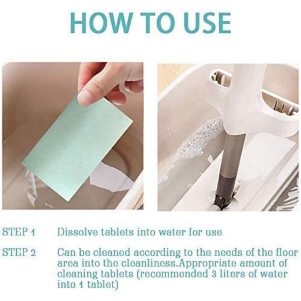 30pcs Ceramic Tile Floor Cleaner Sheet Detergent Pencuci Lantai Broom Floor Cleaning Water Soluble