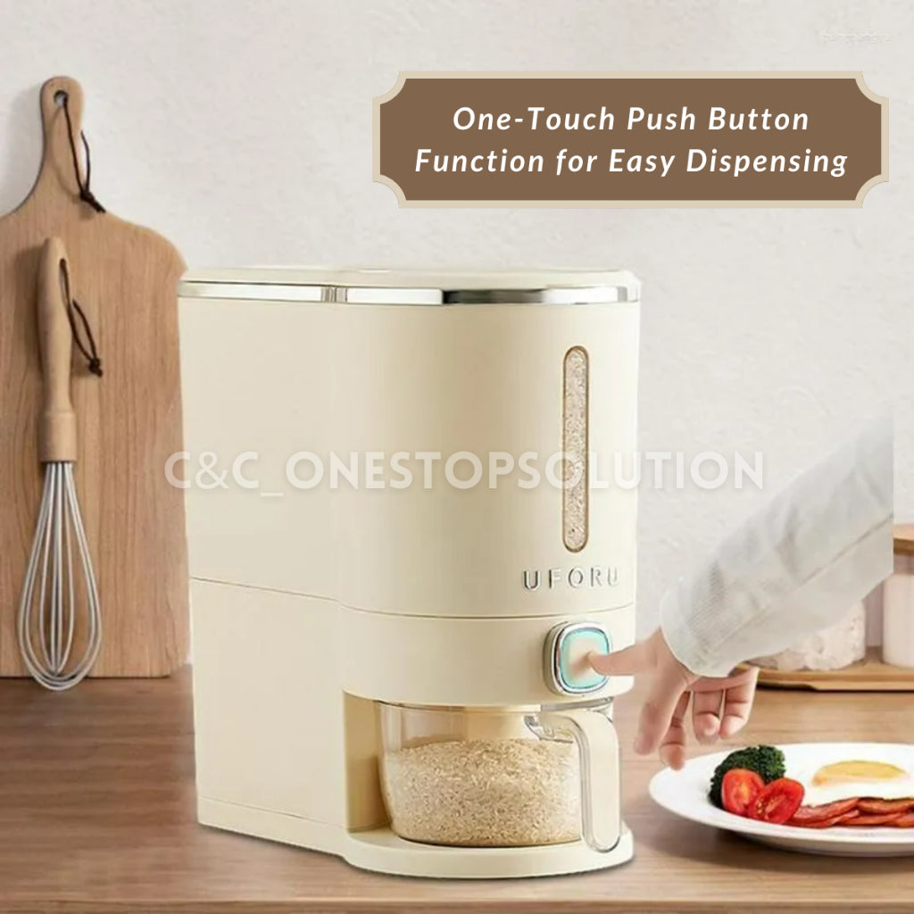 C&C Premium Nordic Style Rice Storage Box Food Container 5/10kg Capacity with Rinsing/Measuring Cup