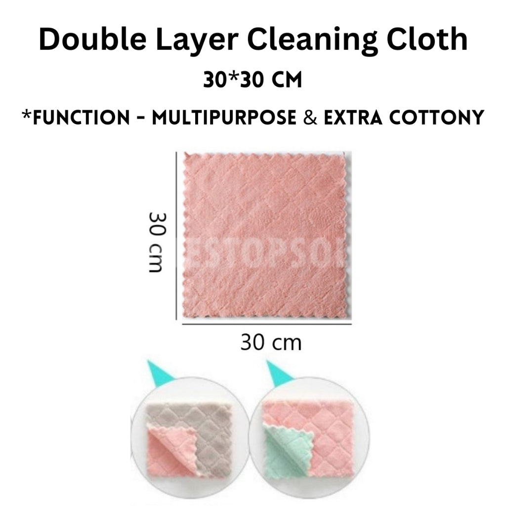 C&C Cationic Quick Drying Towel Kain Dapur Absorbent Microfibre Cloth Non-stick Oil Double-layer Dish Cloth