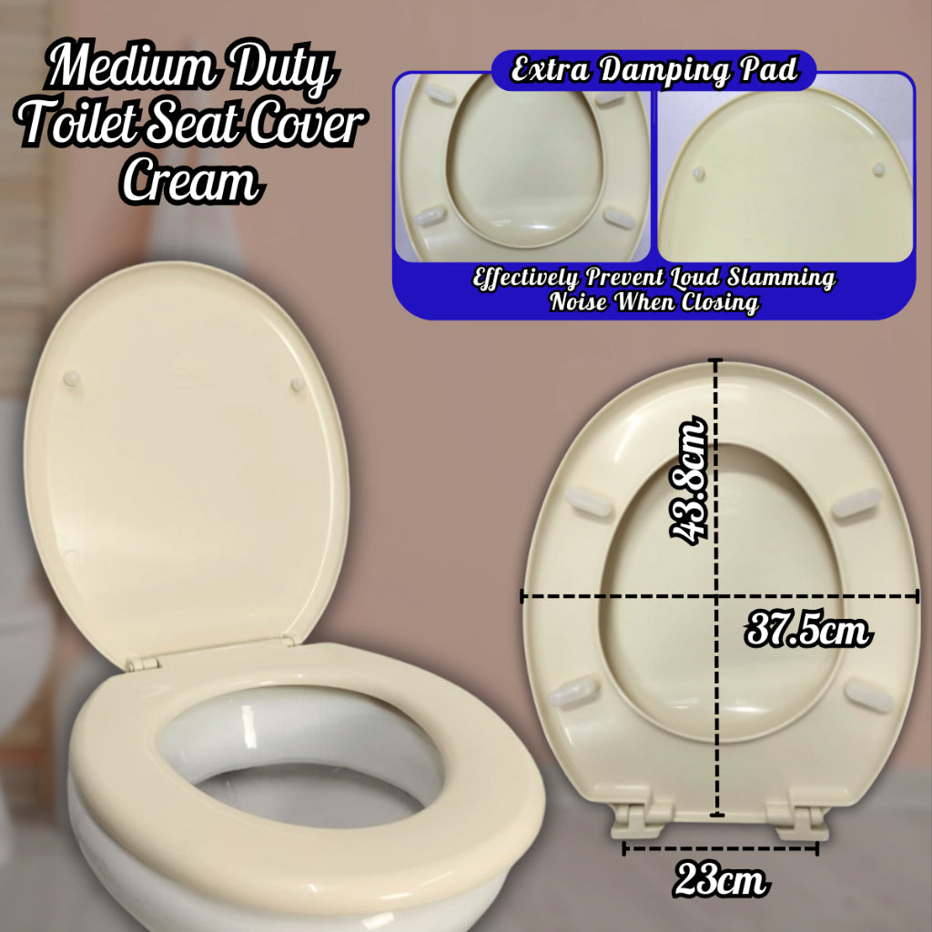 C&C Heavy Duty O Shape Toilet Seat Cover Adjustable Hinge Free Screw Nut Penutup Mangkuk Duduk Tandas