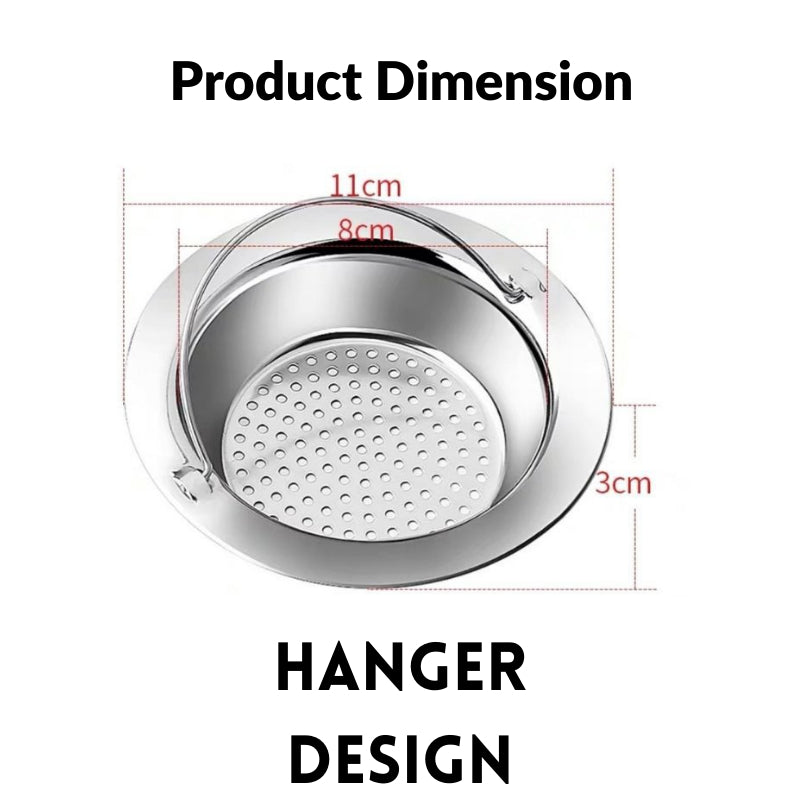 STAINLESS STEEL SINK GARBAGE STRAINER WITH HANDLE 115MM Penapis Sampah dengan pemegang