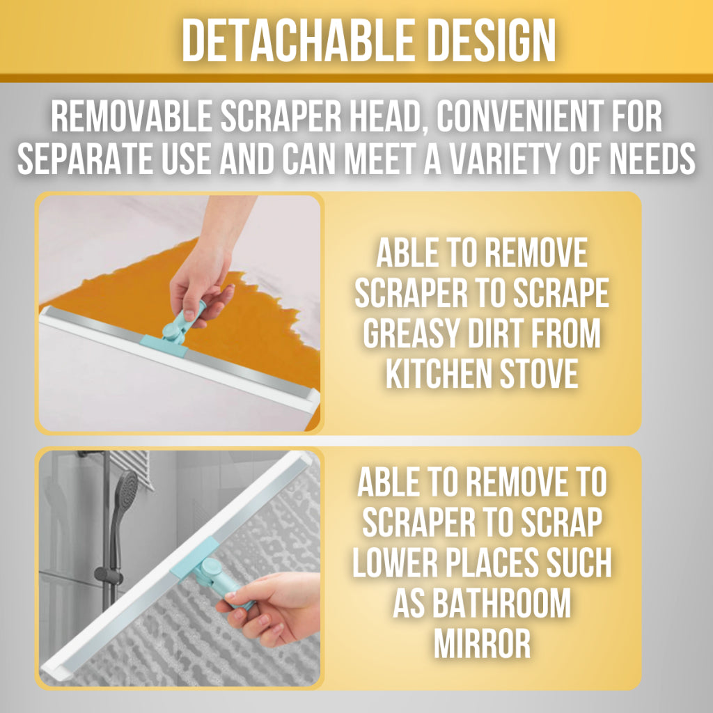 C&C Silicone Floor Magic Broom 2-IN-1 180 DegreeDegree Rotatable Scraper Wiper Penyapu Pengikis Lantai