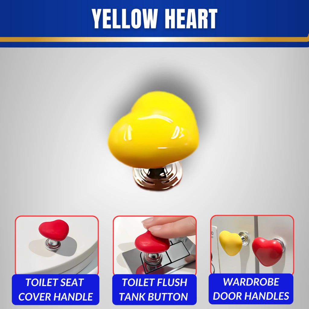 C&C Love Heart Shaped Toilet Tank Button Presser Water Press Flush Button Drawer Door Knob Handle