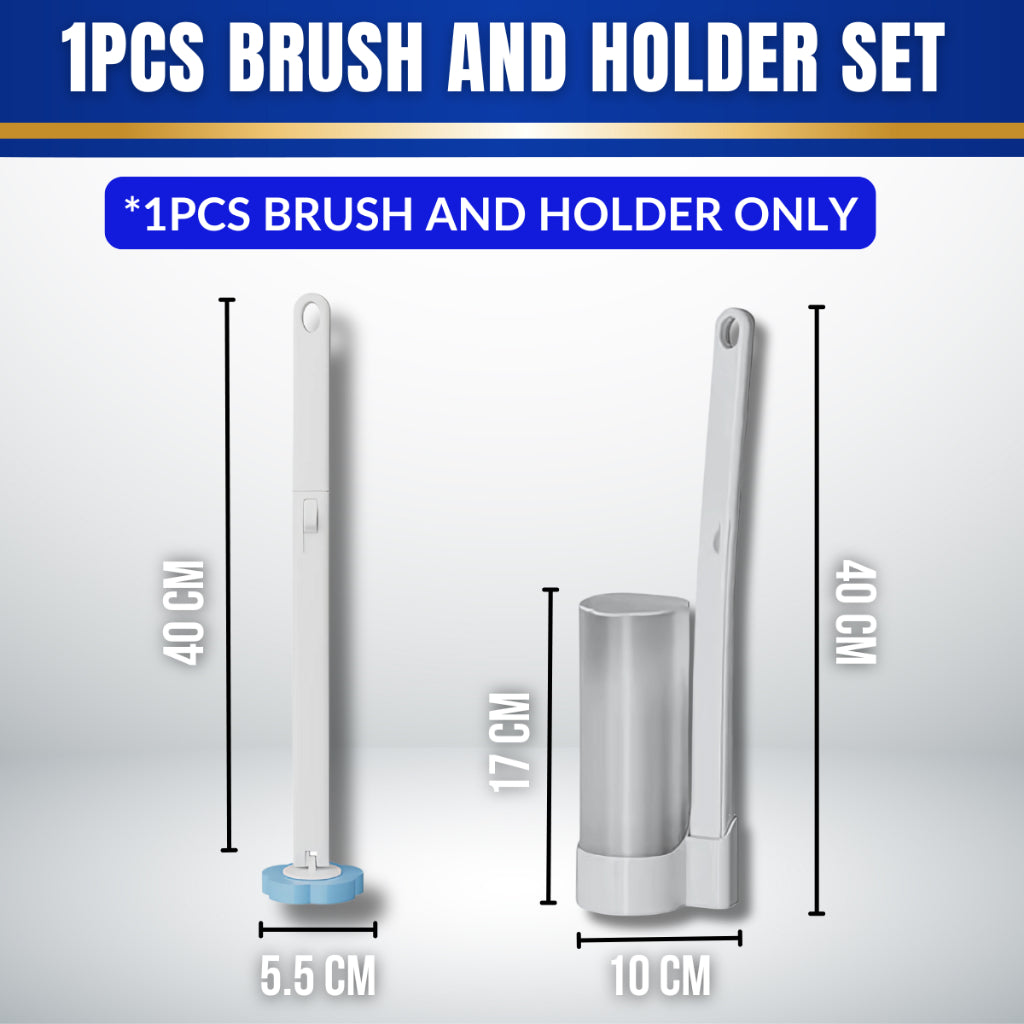 C&C Disposable Toilet Bowl Cleaner Brush With Holder Built-In Cleaning Fluid Brush Head Berus Tandas Pakai Buang