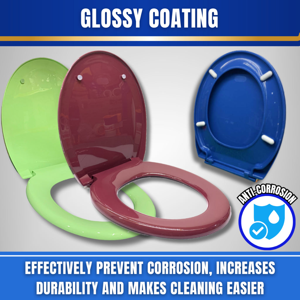 Heavy-Duty Colour Plastic Toilet Seat Cover With Adjustable Hinge