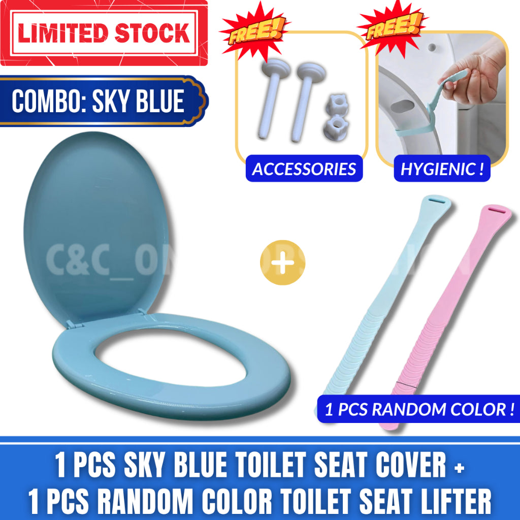 C&C 7Colors Toilet Seat Cover With Screw Plastik Toilet Bowl Seat Cover O Shape Jamban Duduk Penutup Tandas Duduk