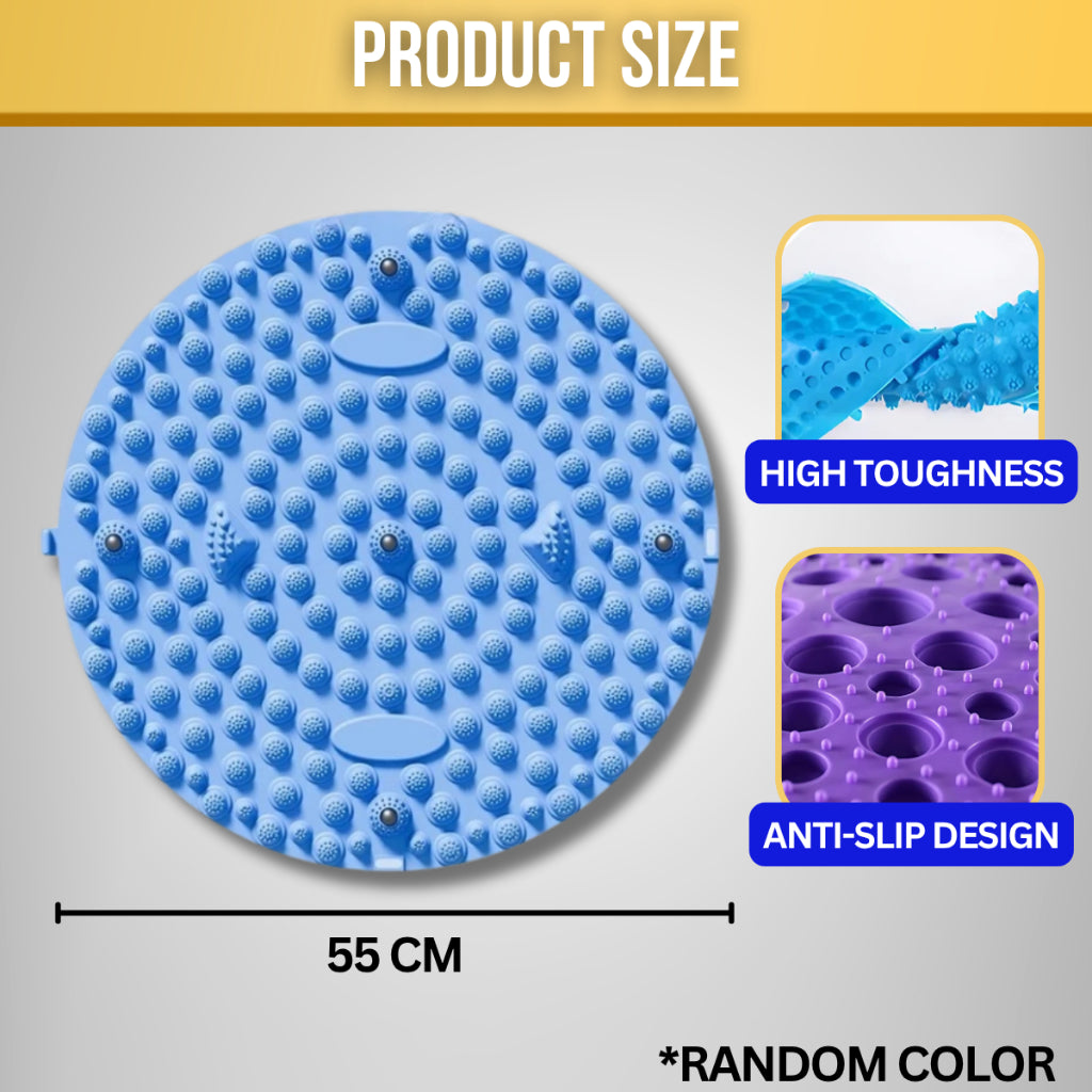 C&C Foot Massage Pad Magnetic Acupressure Mat Round Pressure Board Papan Urut Kaki Batu Pijak