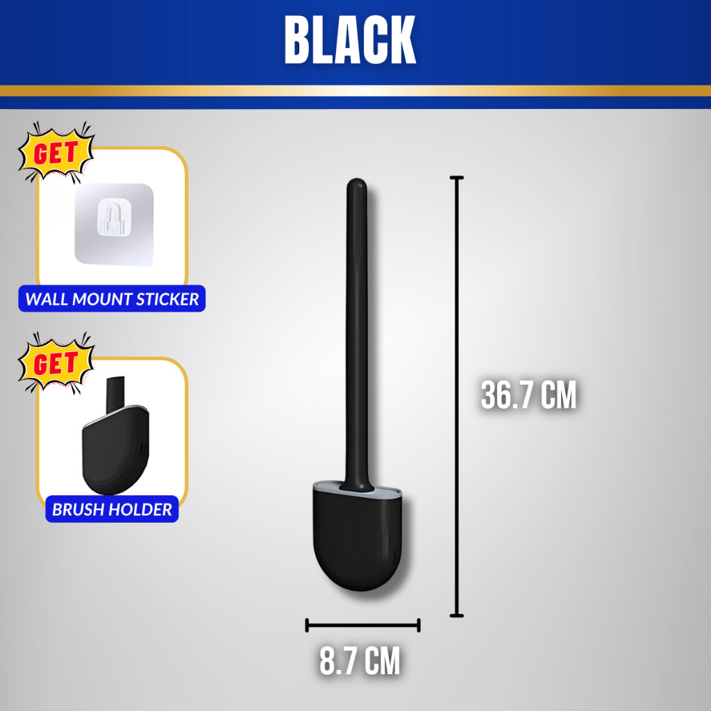 C&C Flexible Silicone Toilet Brush Wall Mounted Toilet Cleaning Brush Deep Cleaning Brush Flexible Bristles