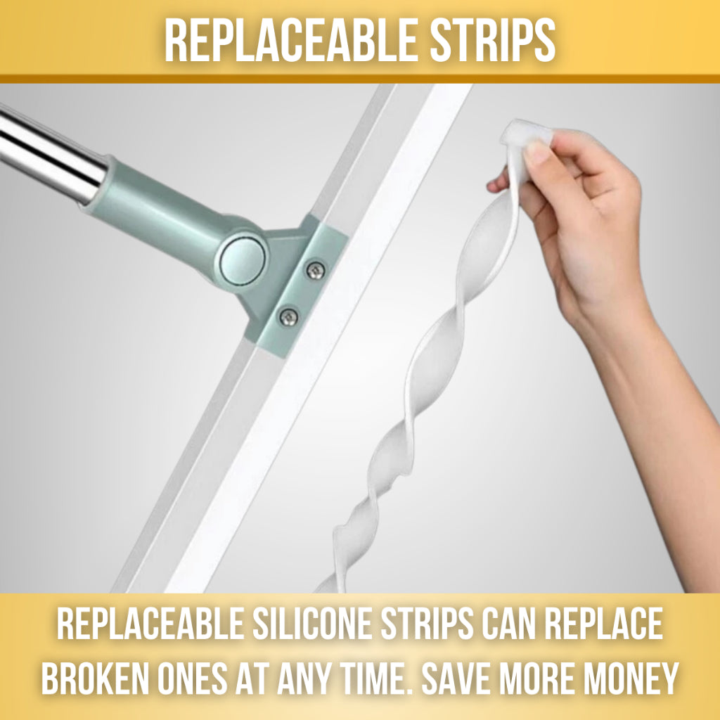 C&C Silicone Floor Magic Broom 2-IN-1 180 DegreeDegree Rotatable Scraper Wiper Penyapu Pengikis Lantai