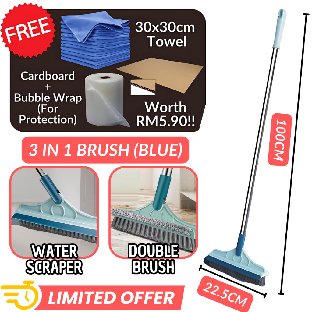 3in1 Magic Broom Penyapu Lantai Floor Cleaning Brush Gap Scrub Brush Tile Kitchen Bathroom Glass Toilet