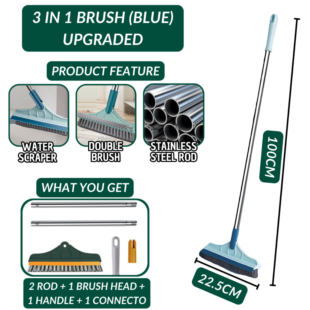 3in1 Magic Broom Penyapu Lantai Floor Cleaning Brush Gap Scrub Brush Tile Kitchen Bathroom Glass Toilet
