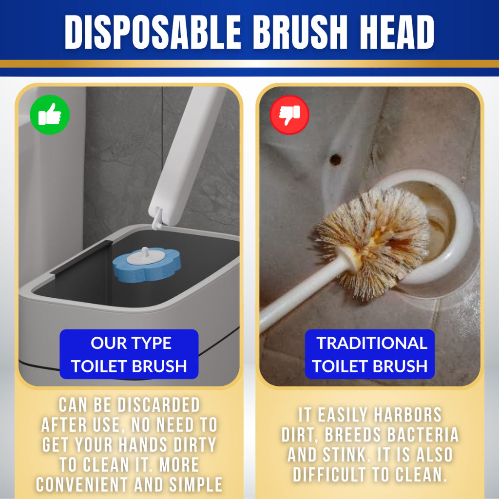 C&C Disposable Toilet Bowl Cleaner Brush With Holder Built-In Cleaning Fluid Brush Head Berus Tandas Pakai Buang