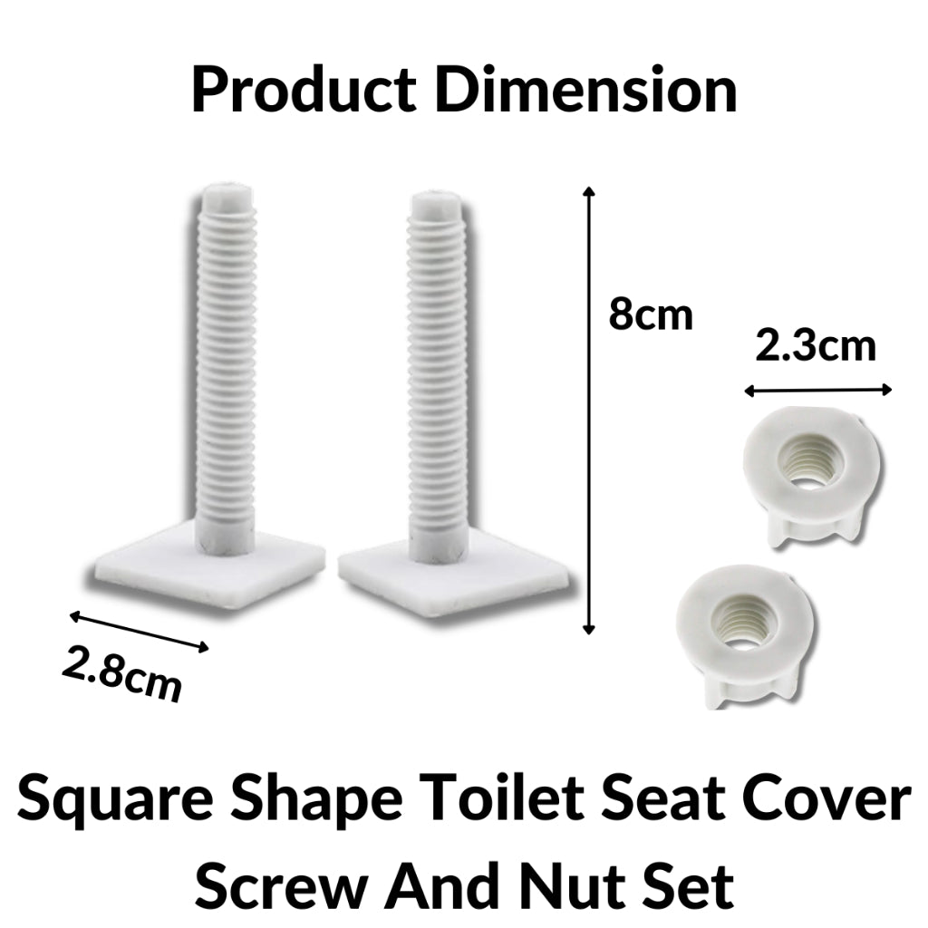 CJ FISH BRAND 1 Set Toilet Seat Cover Screw And Nut Set Toilet Square and Round Shape Screw Nut Hinge and Screw Nut Bolt