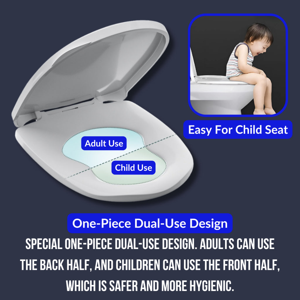 C&C 1PCS Dual Use Adult + Children Toilet Seat Cover Child Potty Train Toilet Seat Cover With Free Soft Close Hinge