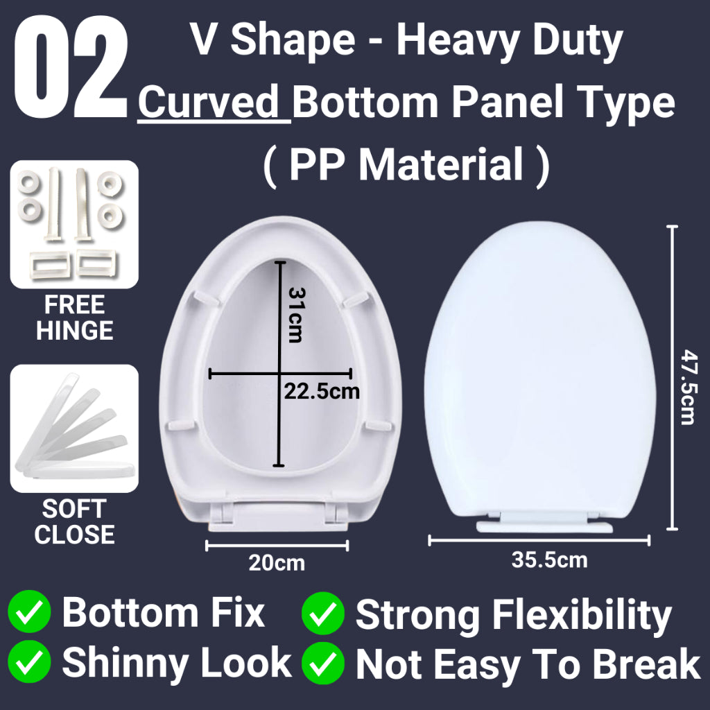 C&C V Shape Toilet Seat Cover Soft Close Adjustable Hinge Penutup Mangkuk Duduk Tandas Johnson