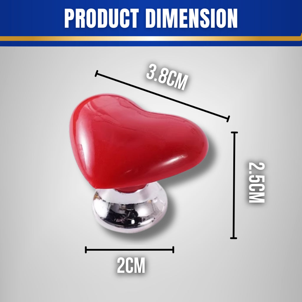 C&C Love Heart Shaped Toilet Tank Button Presser Water Press Flush Button Drawer Door Knob Handle