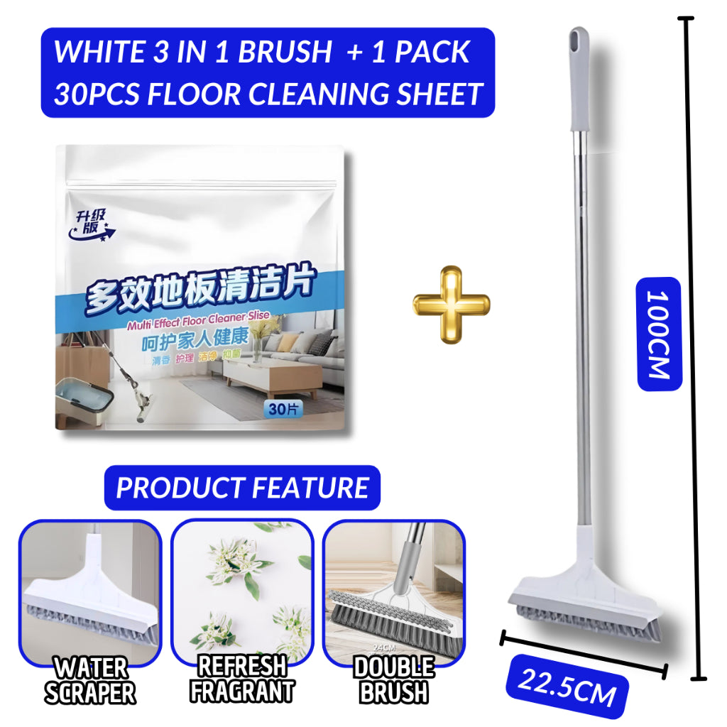 C&C 3 in 1 Rotatable V Shape Floor Tile Cleaning Brush Magic Broom Gap Cleaning Gap Brush Penyapu Lantai Berus Lantai