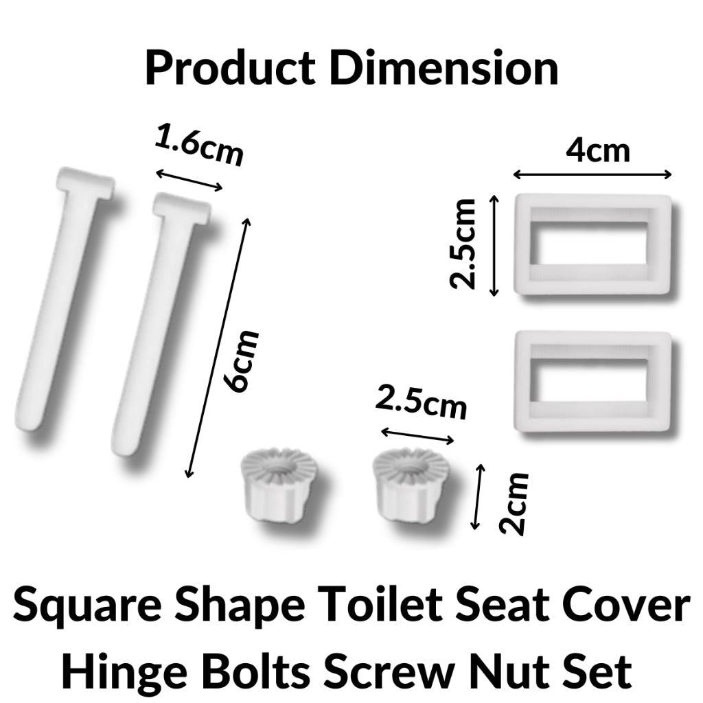 CJ FISH BRAND 1 Set Toilet Seat Cover Screw And Nut Set Toilet Square and Round Shape Screw Nut Hinge and Screw Nut Bolt