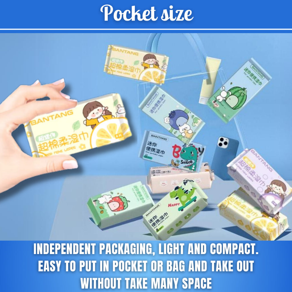 C&C Disposable Mini Baby Wipes Cleaning Wipes Portable Travel Wet Tissue Pocket Size Clean Wet Wipes