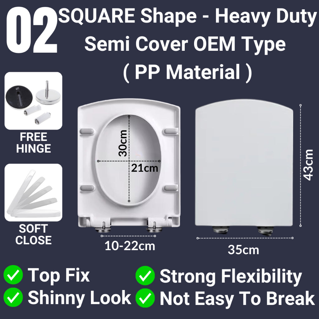 C&C Toilet Seat Cover Penutup Tandas Duduk Square Mangkuk Tandas Toilet Bowl Cover Jamban Duduk
