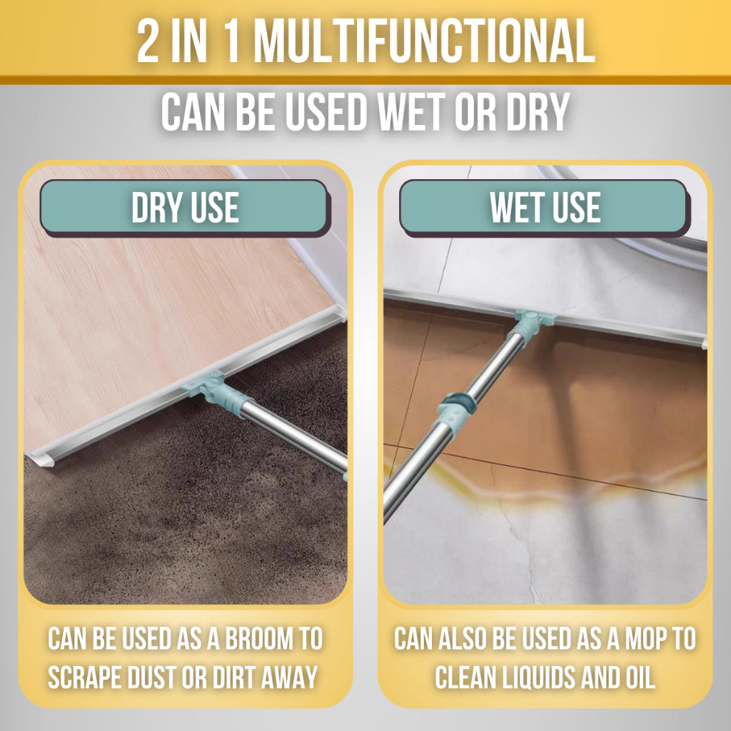 C&C Silicone Floor Magic Broom 2-IN-1 180 DegreeDegree Rotatable Scraper Wiper Penyapu Pengikis Lantai
