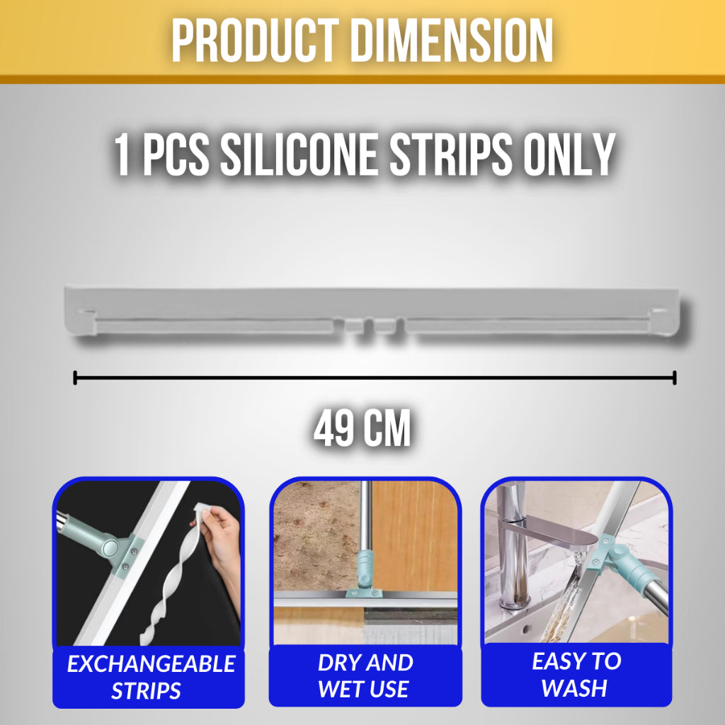 C&C Silicone Floor Magic Broom 2-IN-1 180 DegreeDegree Rotatable Scraper Wiper Penyapu Pengikis Lantai