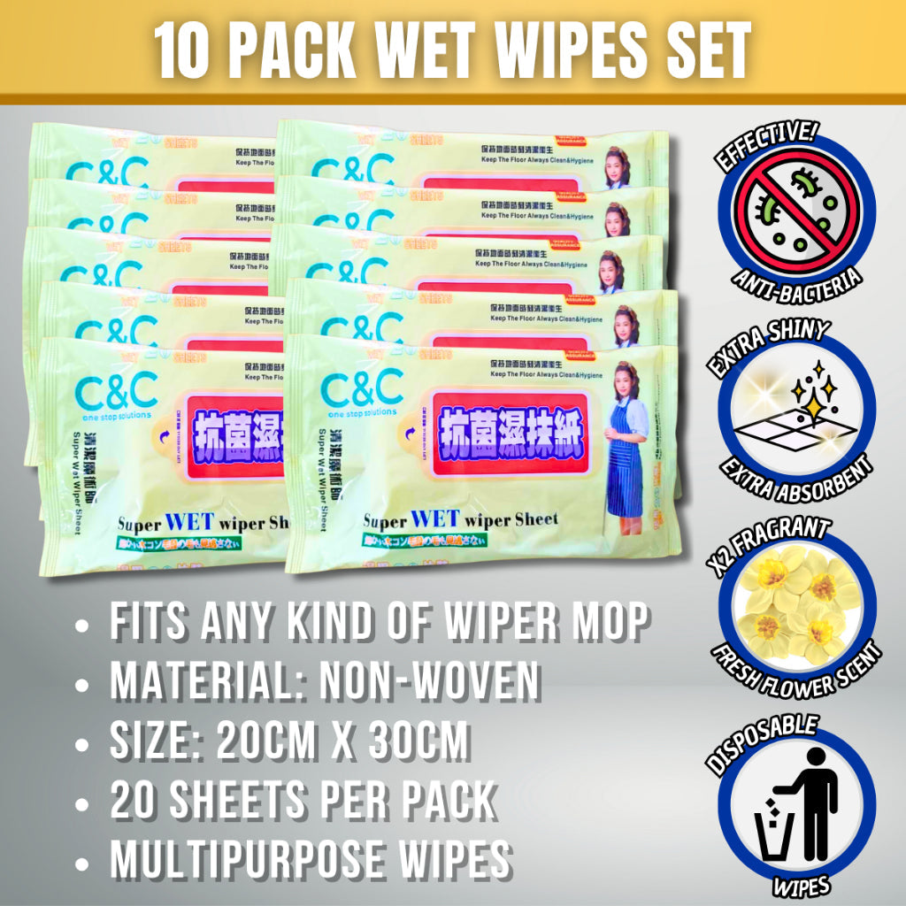 Tisu Basah Lantai Wiper Mop Lantai Penyapu Kertas Pakai Buang Kain Wet Tissue Magik Habuk Rambut Rumah Super Wet Wipes