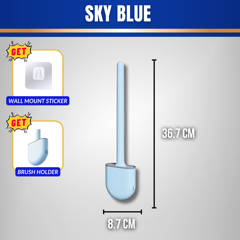 C&C Flexible Silicone Toilet Brush Wall Mounted Toilet Cleaning Brush Deep Cleaning Brush Flexible Bristles