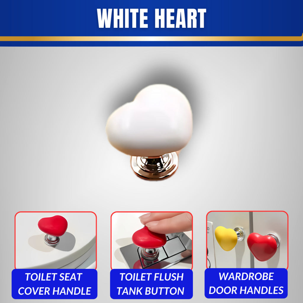 C&C Love Heart Shaped Toilet Tank Button Presser Water Press Flush Button Drawer Door Knob Handle