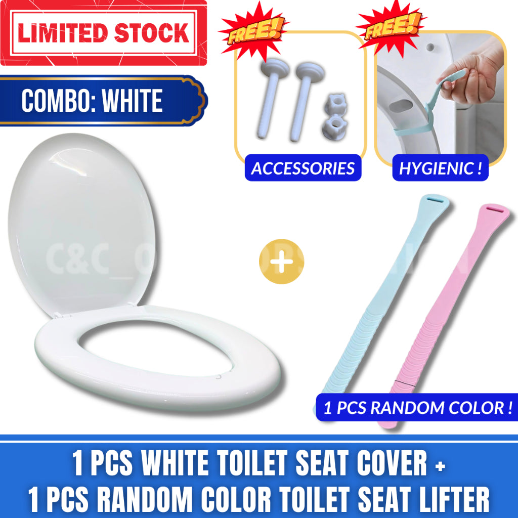 C&C 7Colors Toilet Seat Cover With Screw Plastik Toilet Bowl Seat Cover O Shape Jamban Duduk Penutup Tandas Duduk