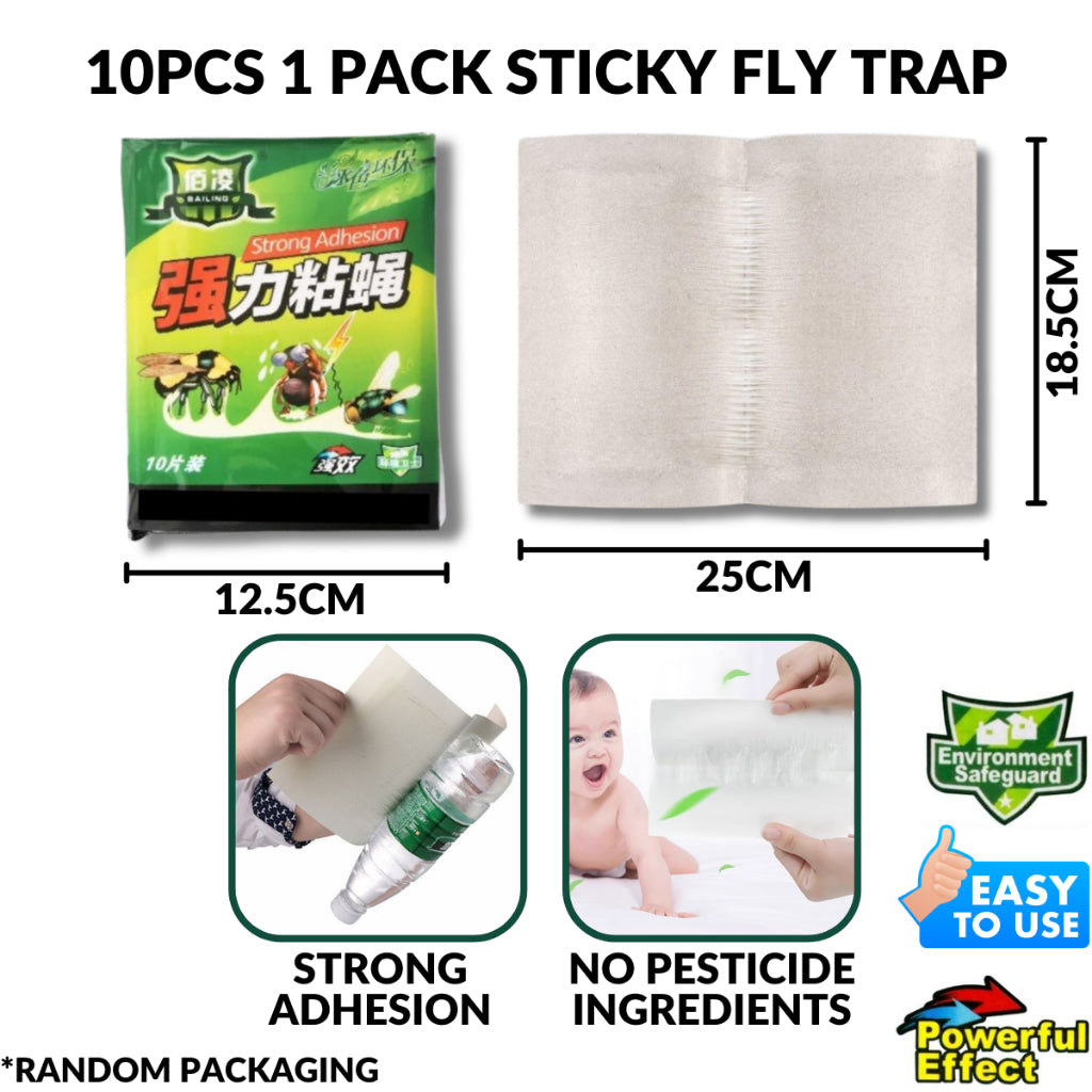 C&C 10pcs Fly Trap Pelekat Lalat Gam Lalat  Buku Lalat  Flies Trap Fly Lure