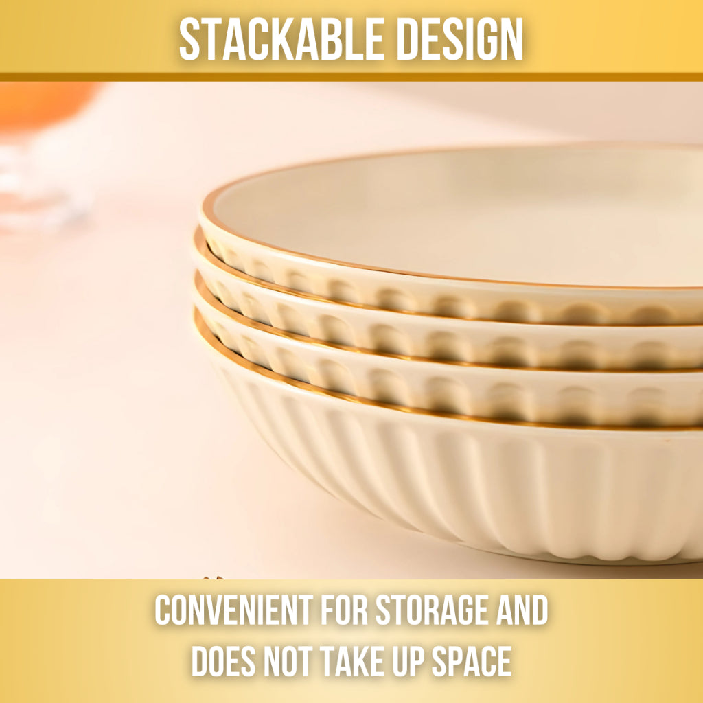 C&C Luxury Gold Reusable Plastic Plates Luxury Imitation Porcelain Tableware Pinggan Makan