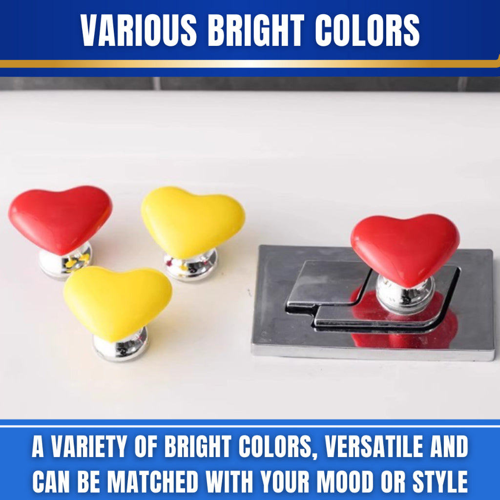 C&C Love Heart Shaped Toilet Tank Button Presser Water Press Flush Button Drawer Door Knob Handle