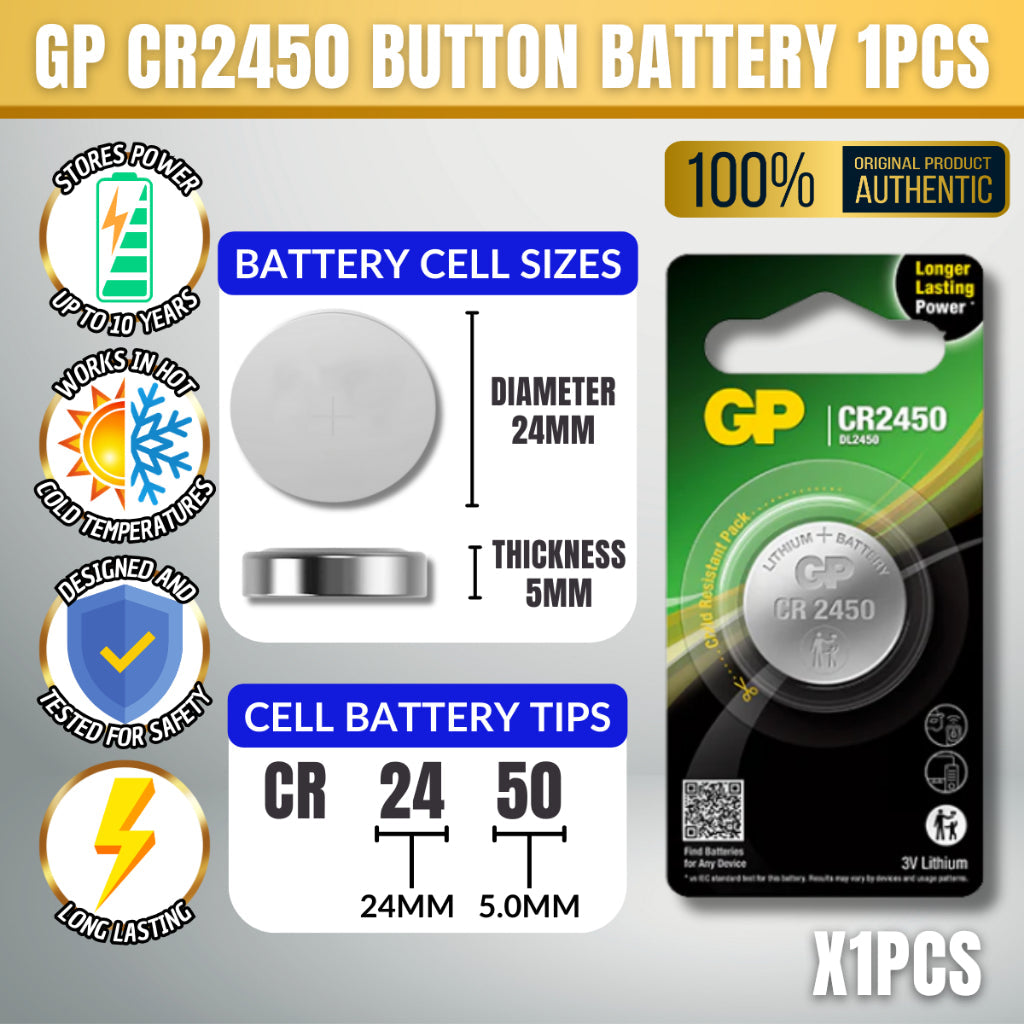 C&C GP CR2450 3V Lithium Battery Coin Cell Button Cell Alarm Gate Car Key Battery Cell