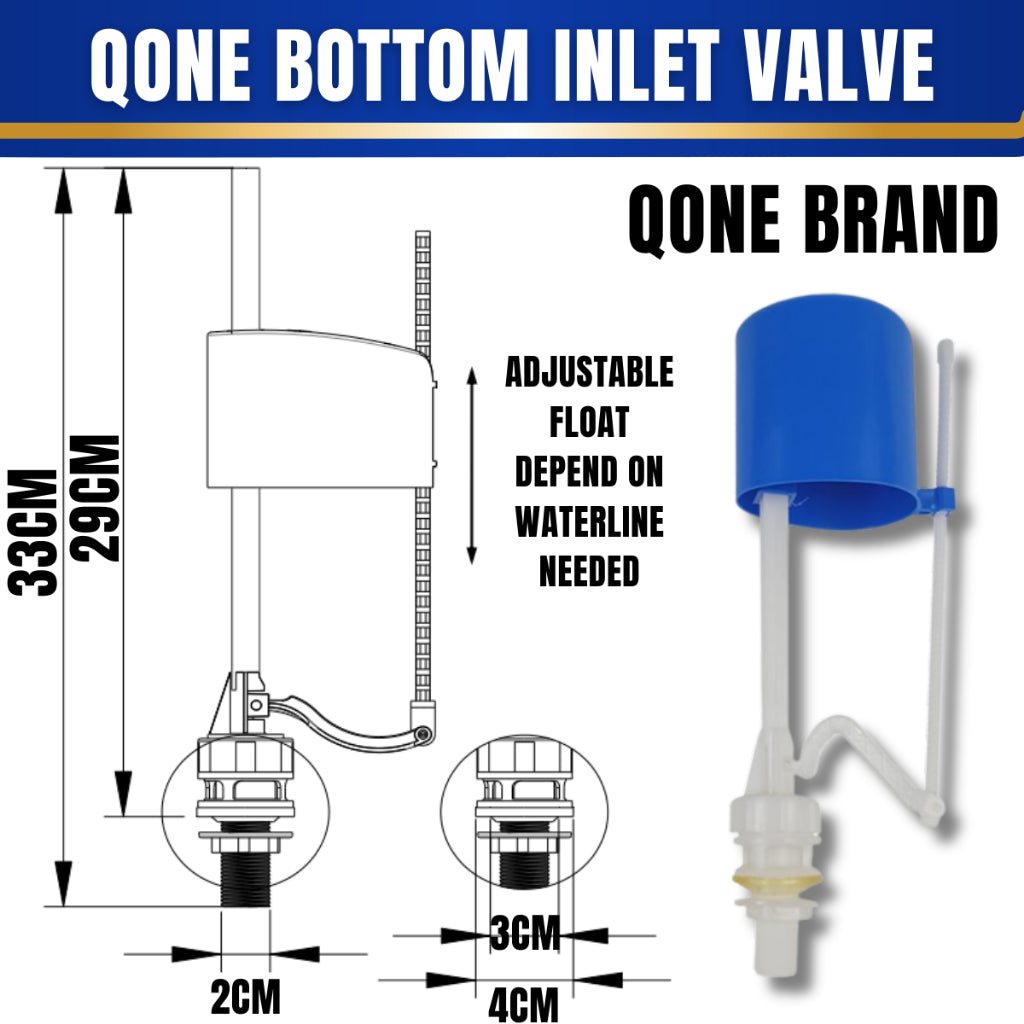 QONE/CJ FISH Brand 1/2 Inches Adjustable Bottom Inlet Valve Cistern Accessories Flushing Toilet Water Tank Valve CJIV4021