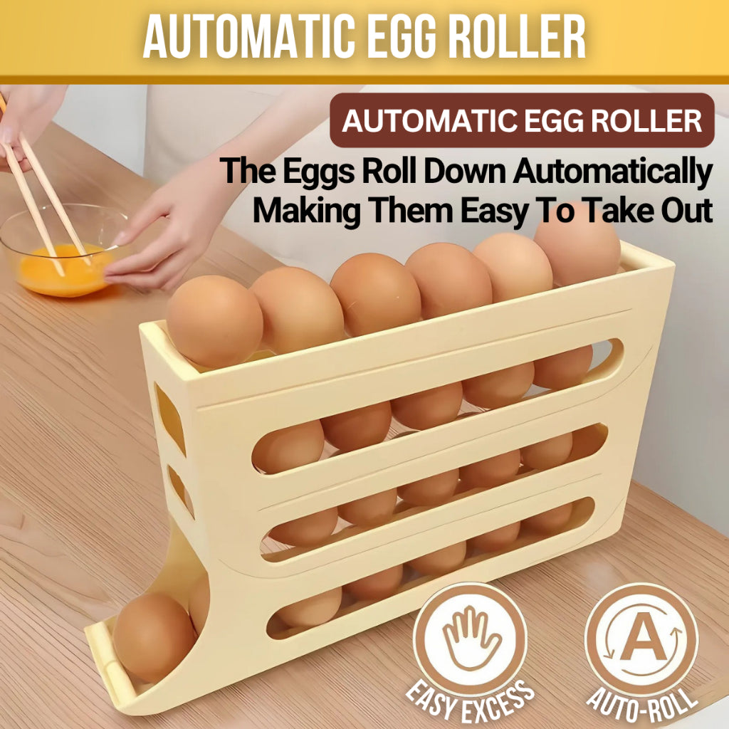C&C 30 Grids Egg Organizer 4 Tier Automatic Scrolling Egg Storage Dispenser Large Capacity Egg Rack Tray Rack Telur