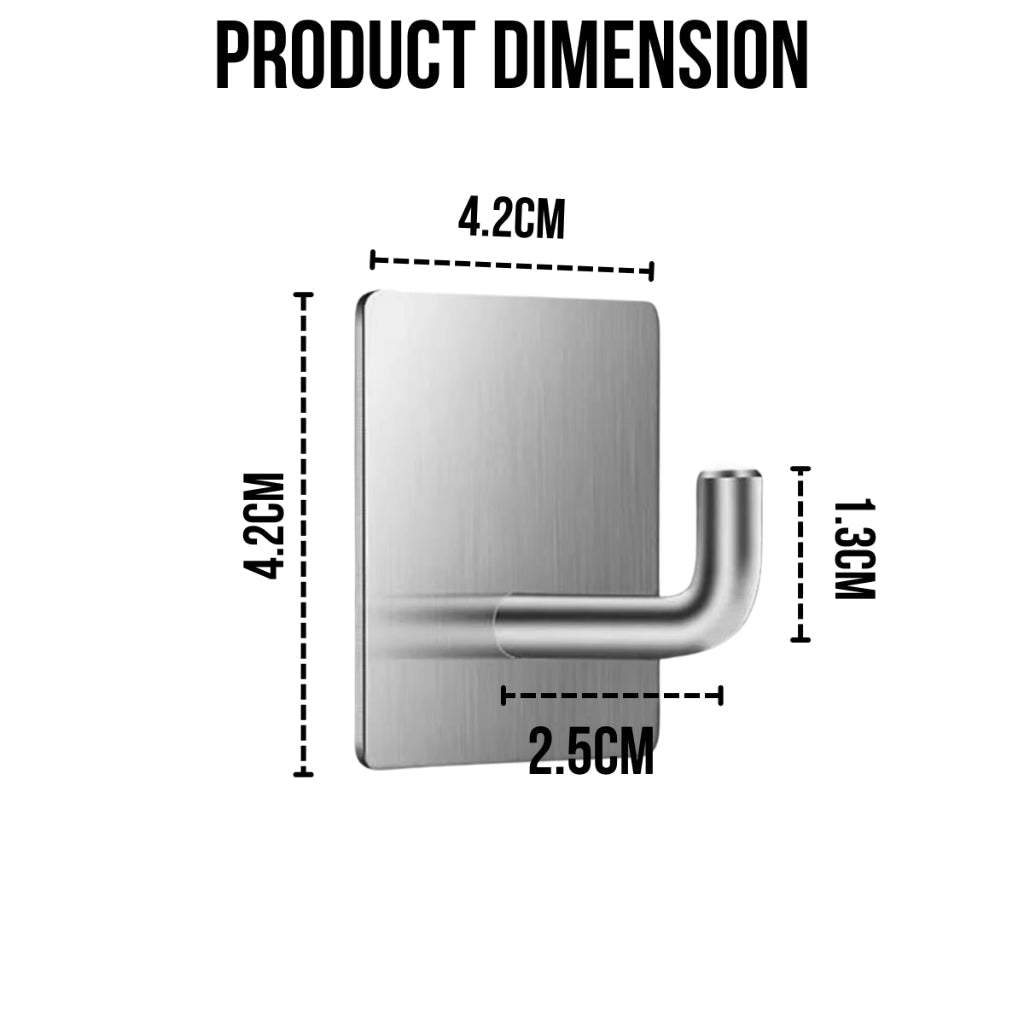 C&C Adhesive Stainless Steel Hook Kitchen Bathroom Bedroom Living Room Hook Cloths Hanger Organizer Without Nails