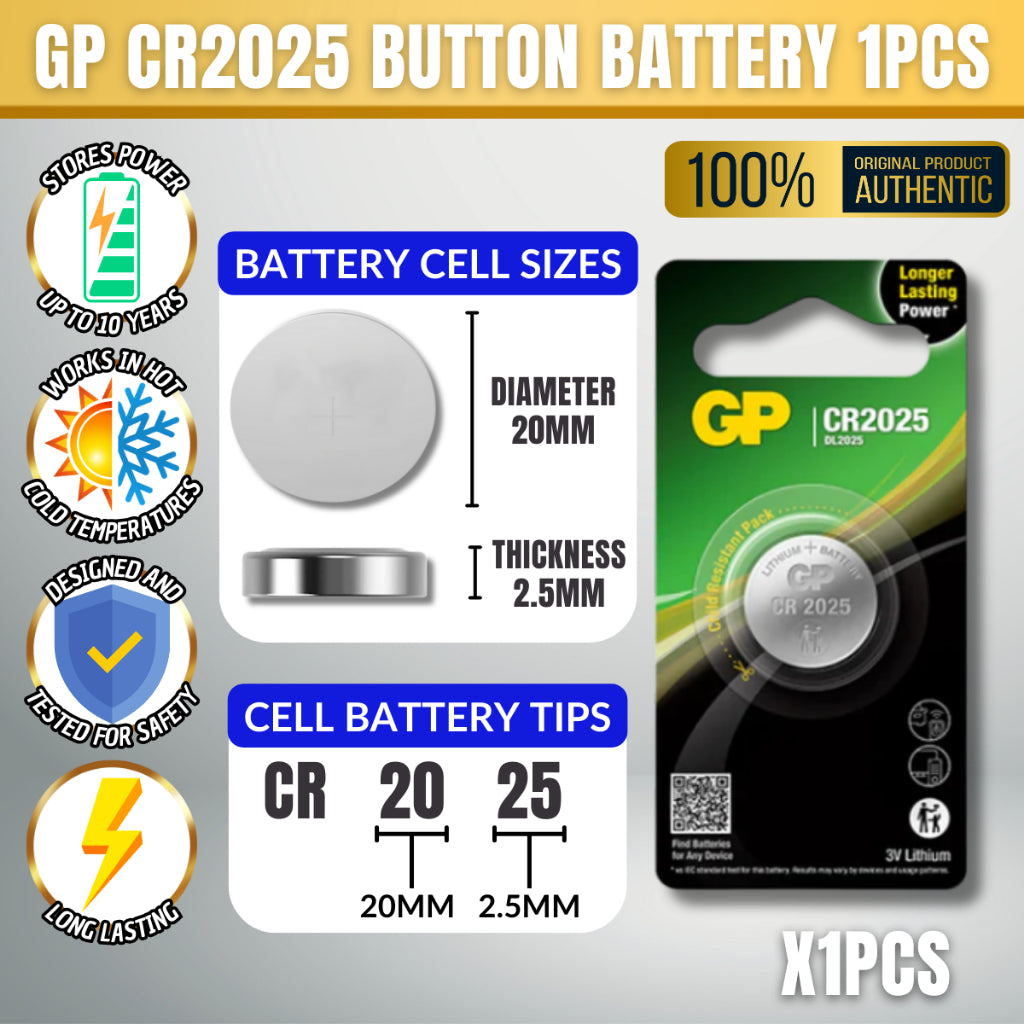 C&C GP CR2025 3V Lithium Battery Coin Cell Button Cell Alarm Gate Car Key Battery Cell