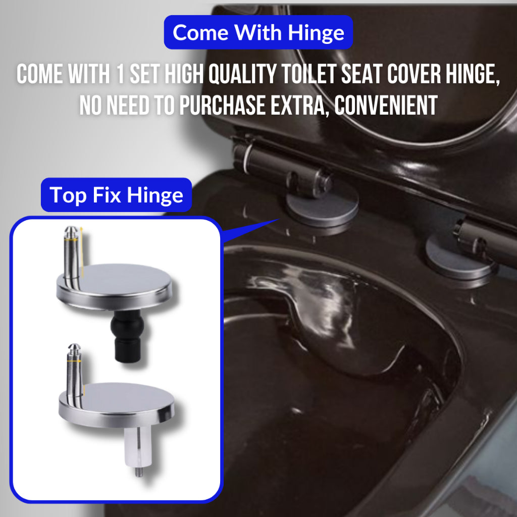 C&C Black V Shape Toilet Seat Cover With Soft Close Adjustable Hinge Penutup Mangkuk Duduk Tandas